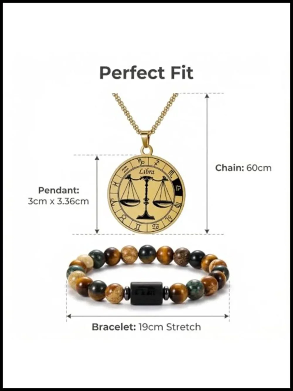 Zodiac Jewelry Set: Stainless Steel Constellation Necklace & Natural Stone
